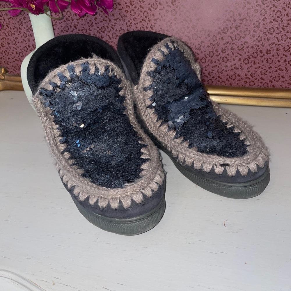 MOU WOMAN ANKLE SEQUIN BOOTS BOOTIES WINTER Size 6-7 - Picture 5 of 15